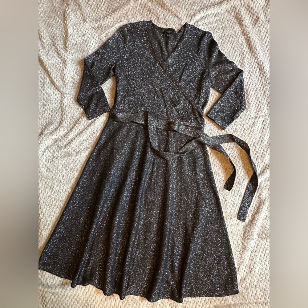 Like New! Talbots Merino Wool Sparkle Wrap Sweater Dress